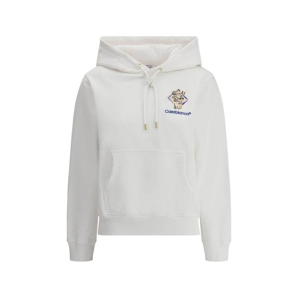 Alt Tag: Casablanca cotton hoodie with embroidered monogram, adjustable hood, kangaroo pocket, ribbed cuffs, and hem for stylish fit