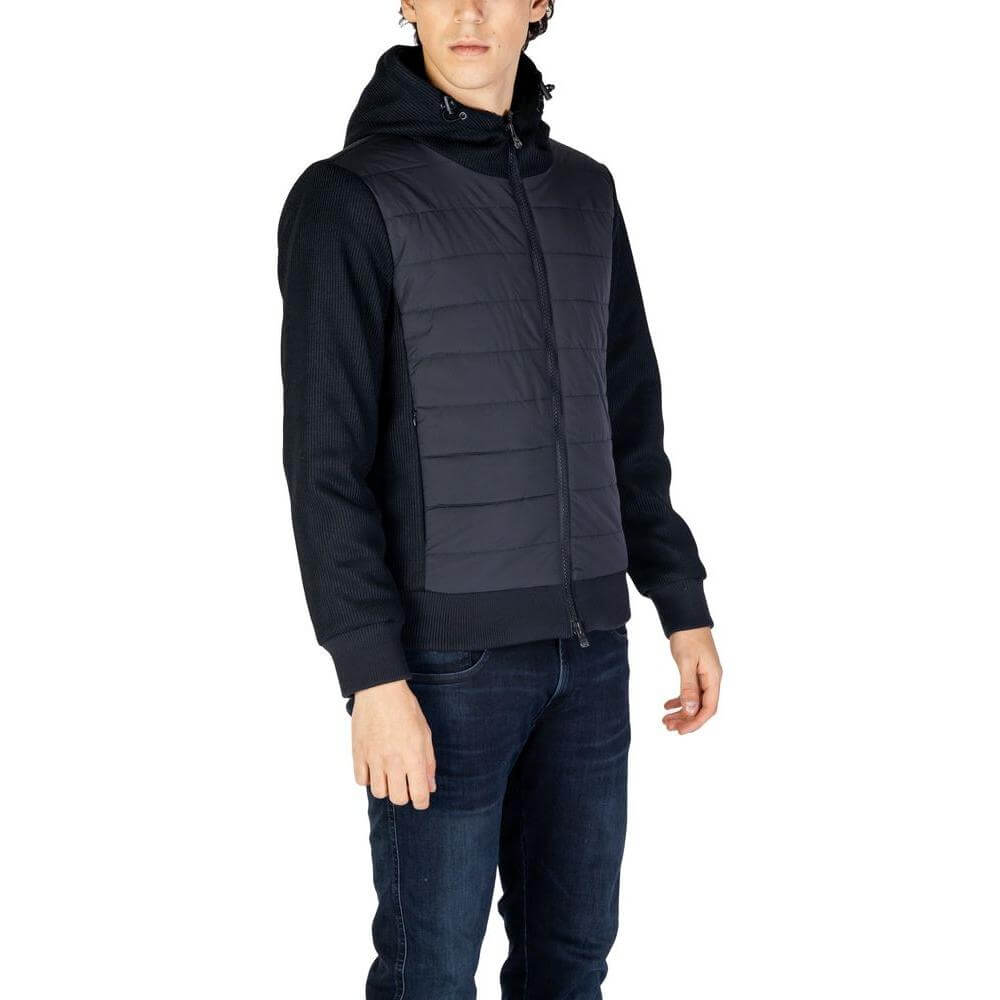 Hydra Clothing blue polyester jacket for men, part of fall/winter collection, featuring a hood and quilted design.