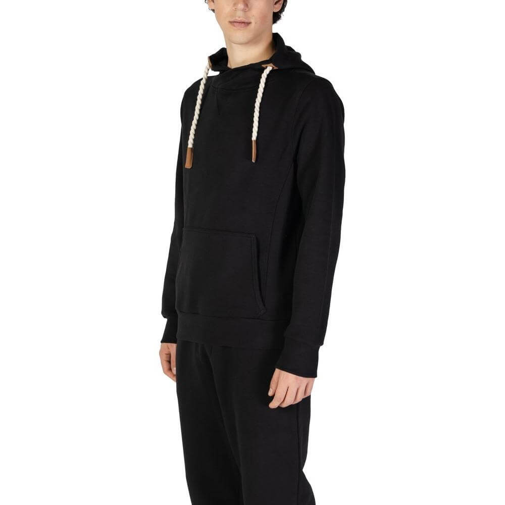 Hydra Clothing black cotton sweater for men, featuring a fall/winter design with 60% cotton and 40% polyester composition.