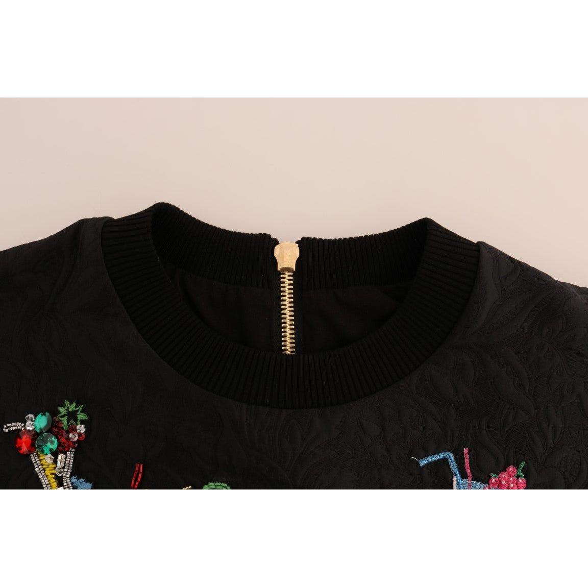Dolce & Gabbana Enchanted Crystal Embellished Black Sweater Dolce & Gabbana Black