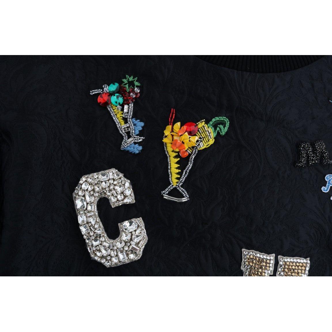 Dolce & Gabbana Enchanted Crystal Embellished Black Sweater Dolce & Gabbana Black