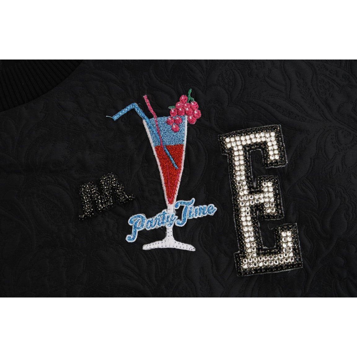 Dolce & Gabbana Enchanted Crystal Embellished Black Sweater Dolce & Gabbana Black