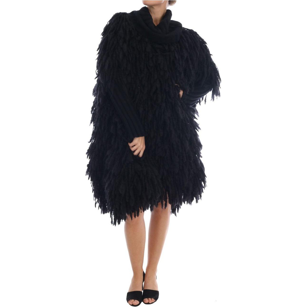 Dolce & Gabbana Elegant Black Fringed Wool-Cashmere Sweater Dolce & Gabbana Black