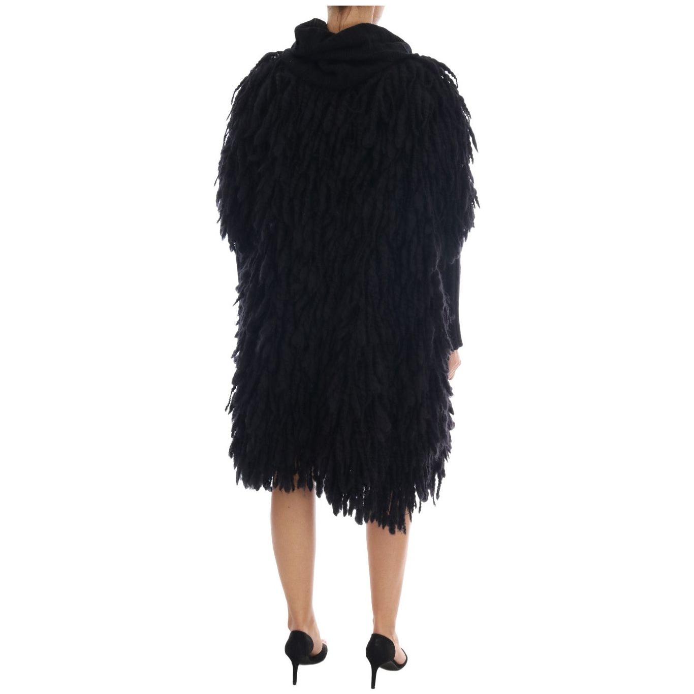 Dolce & Gabbana Elegant Black Fringed Wool-Cashmere Sweater Dolce & Gabbana Black