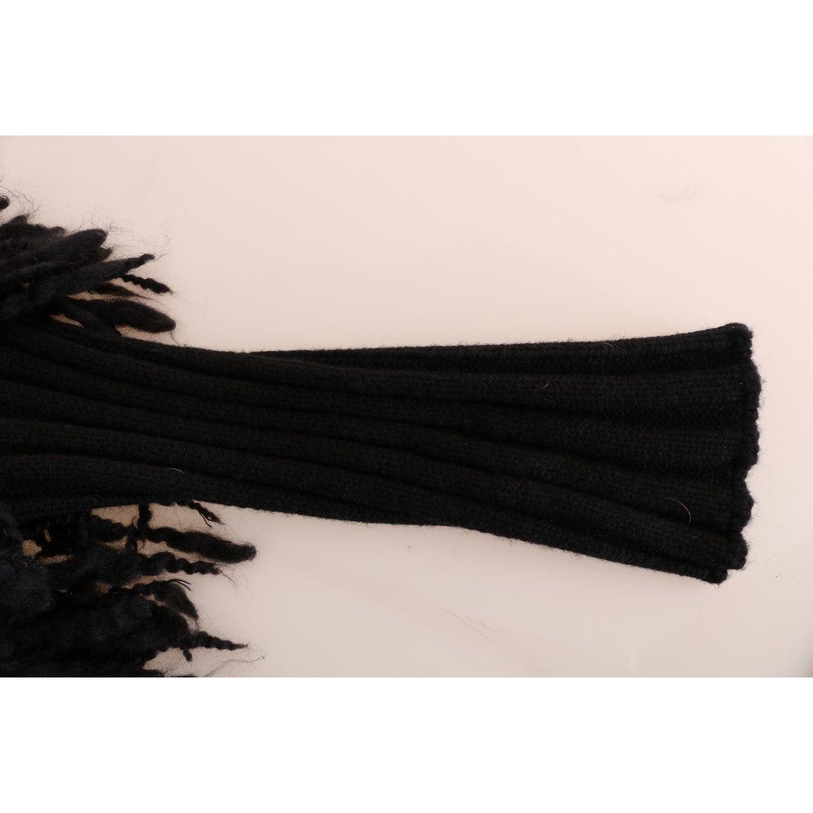 Dolce & Gabbana Elegant Black Fringed Wool-Cashmere Sweater Dolce & Gabbana Light Gray