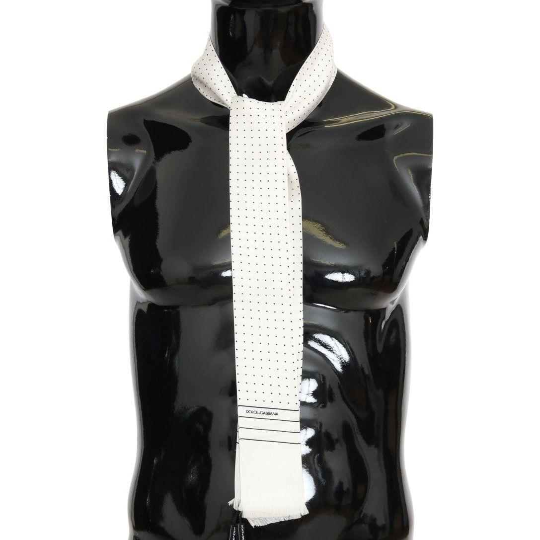 Dolce & Gabbana Elegant Silk Polka Dot Men's Scarf Wrap Silk Scarf Dolce & Gabbana Beige