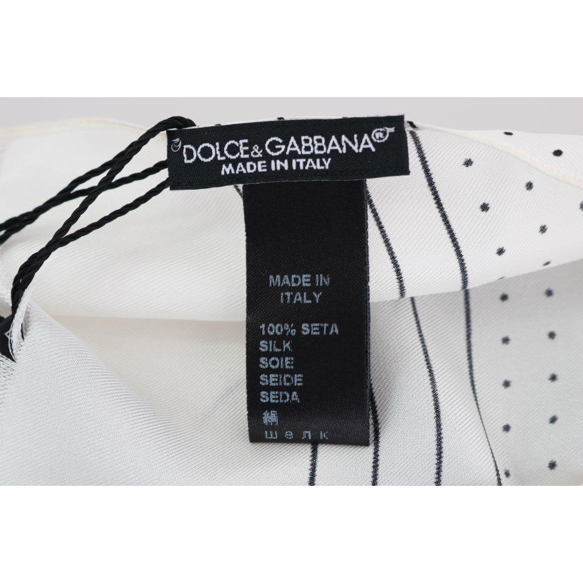 Dolce & Gabbana Elegant Silk Polka Dot Men's Scarf Wrap Silk Scarf Dolce & Gabbana Light Gray