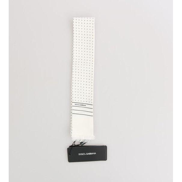 Dolce & Gabbana Elegant Silk Polka Dot Men's Scarf Wrap Silk Scarf Dolce & Gabbana Light Gray
