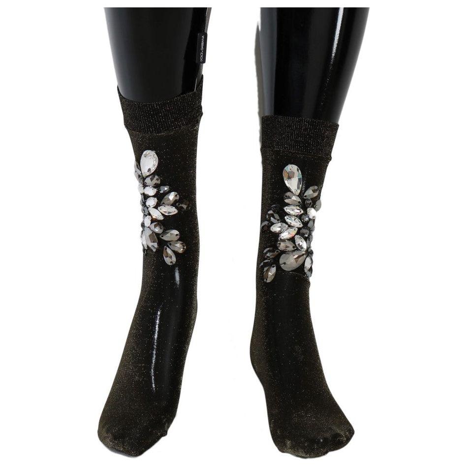 Dolce & Gabbana Crystal-Embellished Black Mid-Calf Stockings Dolce & Gabbana Black