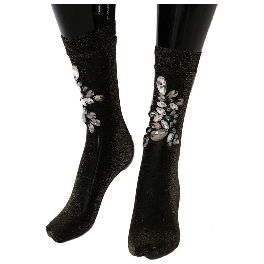 Dolce & Gabbana Crystal-Embellished Black Mid-Calf Stockings Dolce & Gabbana Black