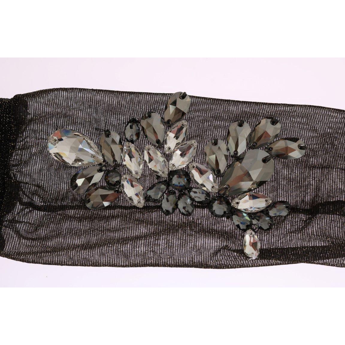 Dolce & Gabbana Crystal-Embellished Black Mid-Calf Stockings Dolce & Gabbana Dark Slate Gray