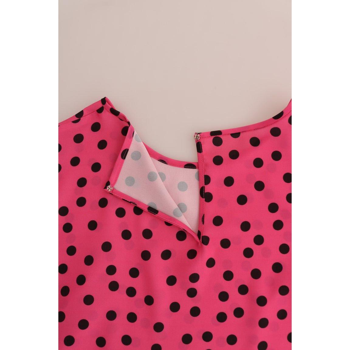 Dolce & Gabbana Chic Pink Polka Dotted Silk Blouse Dolce & Gabbana Maroon