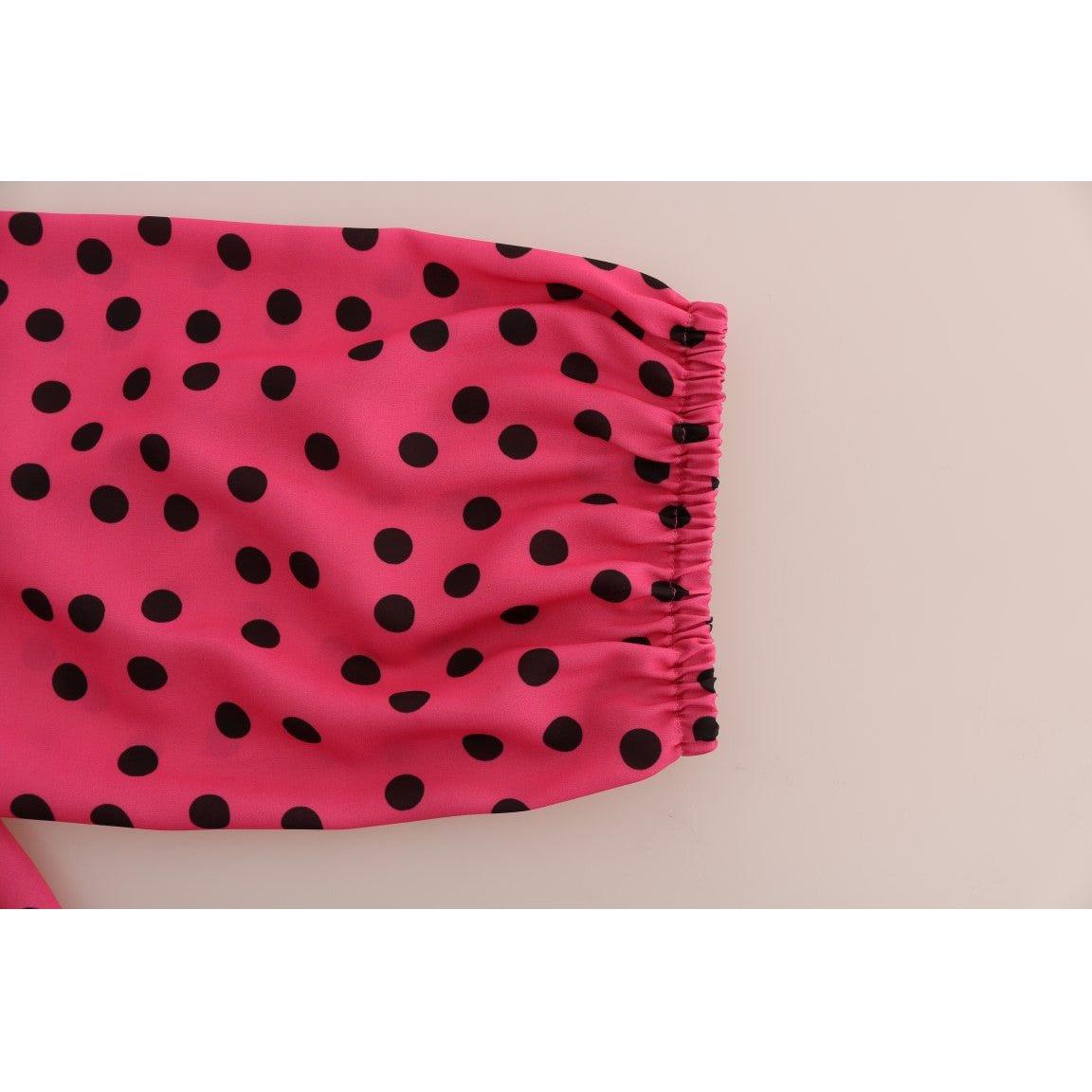 Dolce & Gabbana Chic Pink Polka Dotted Silk Blouse Dolce & Gabbana Gray