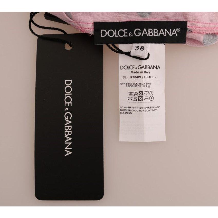 Dolce & Gabbana Chic Pink Polka Dotted Silk Blouse Dolce & Gabbana Dark Gray
