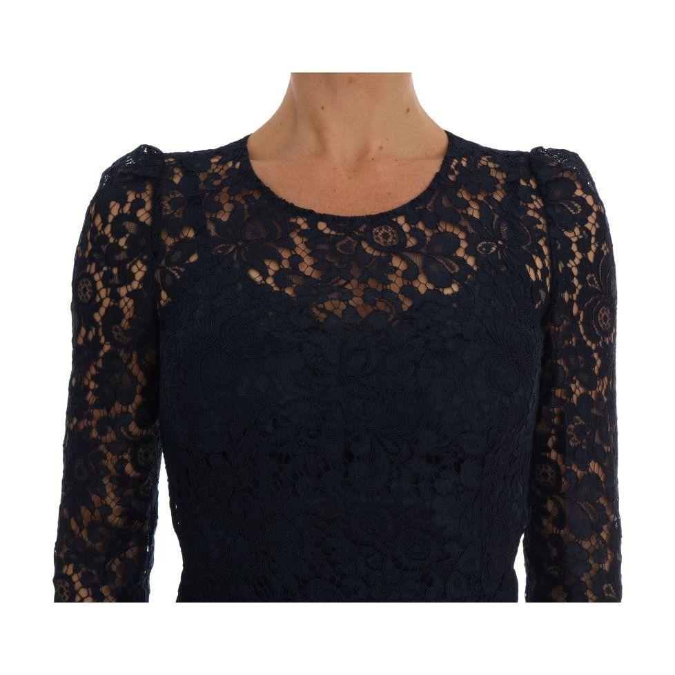 Dolce & Gabbana Elegant Floral Lace A-Line Dress Dolce & Gabbana Black