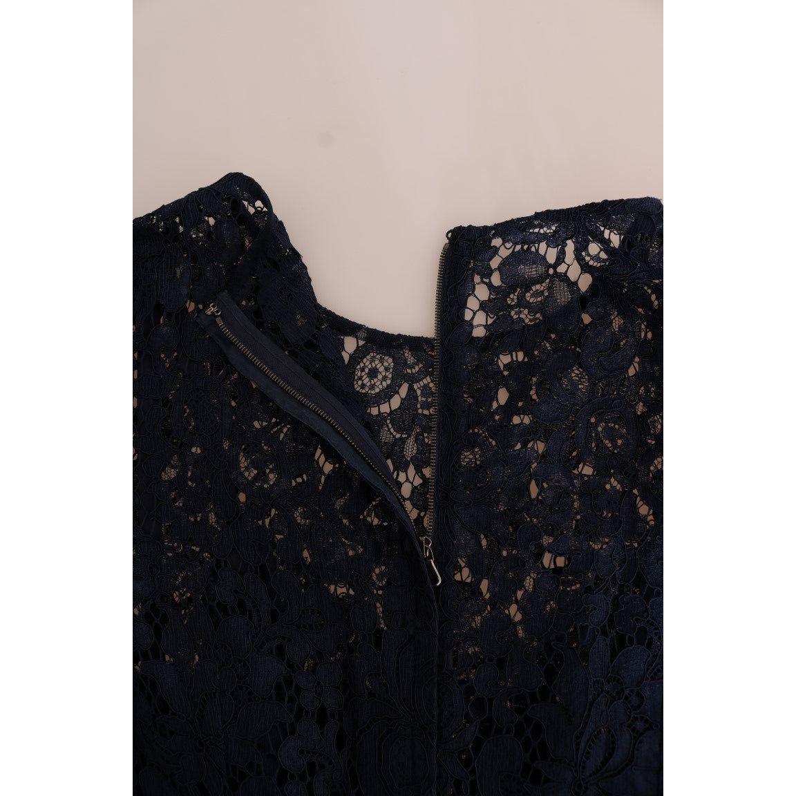 Dolce & Gabbana Elegant Floral Lace A-Line Dress Dolce & Gabbana Black