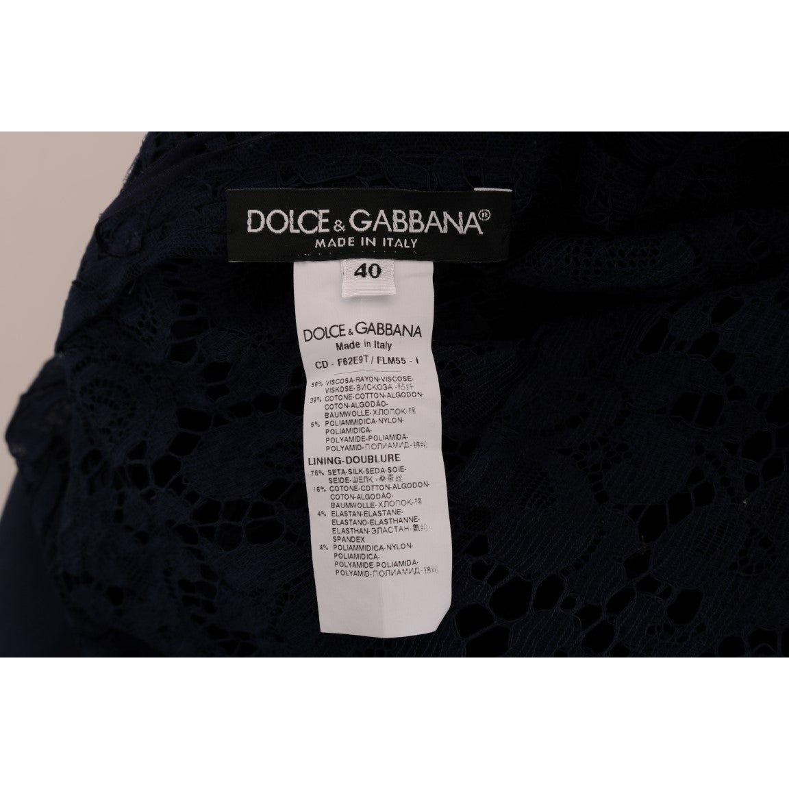 Dolce & Gabbana Elegant Floral Lace A-Line Dress Dolce & Gabbana Dark Gray