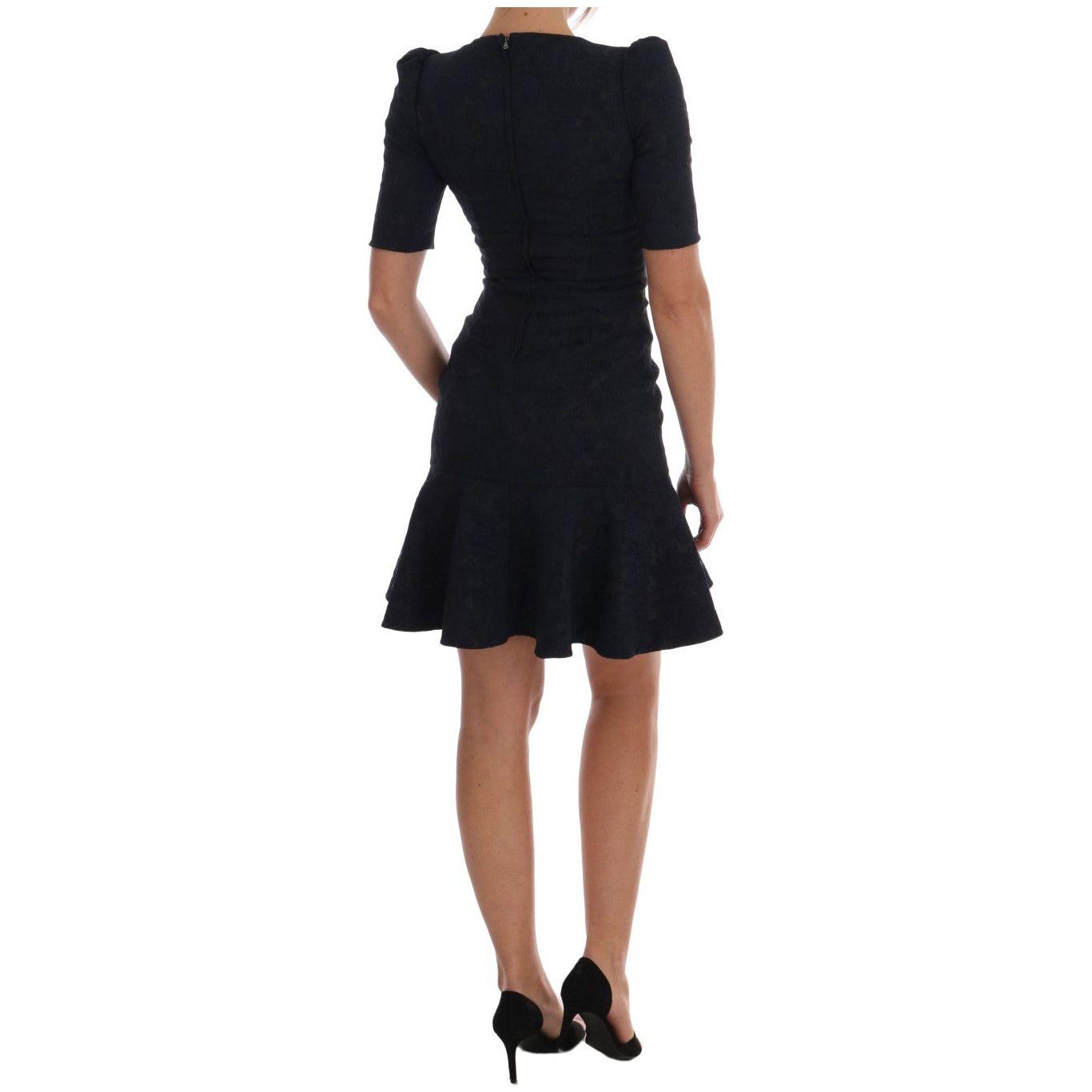 Dolce & Gabbana Floral Brocade Mini Flare Dress Dresses Dolce & Gabbana Black