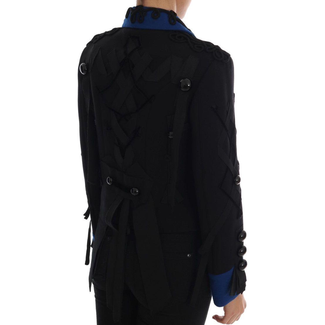 Dolce & Gabbana Chic Black & Blue Short Trench Jacket Dolce & Gabbana Black