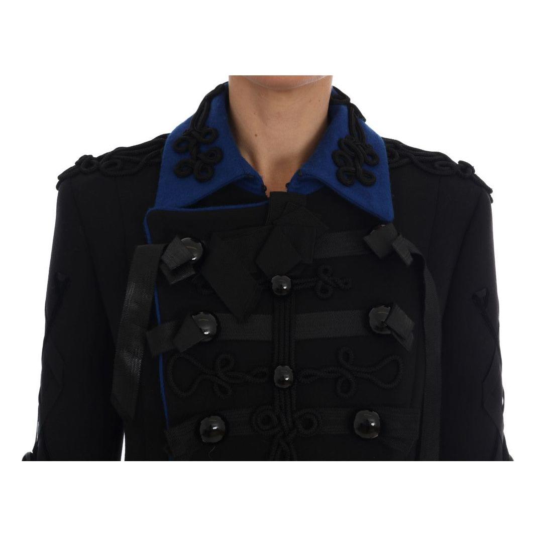 Dolce & Gabbana Chic Black & Blue Short Trench Jacket Dolce & Gabbana Black