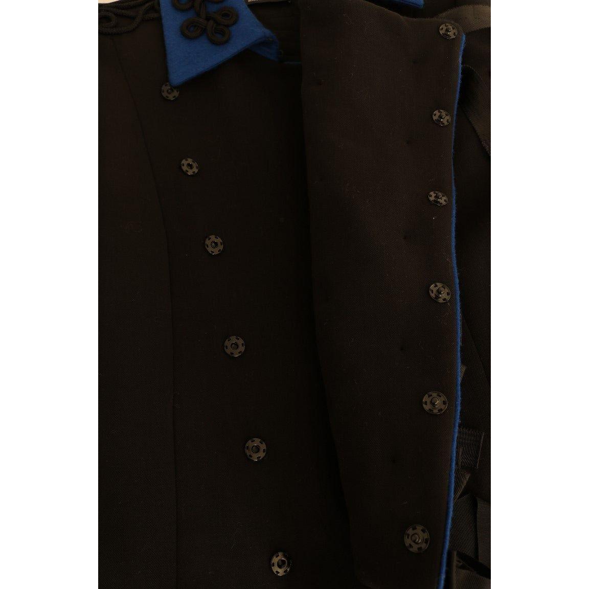 Dolce & Gabbana Chic Black & Blue Short Trench Jacket Dolce & Gabbana Black