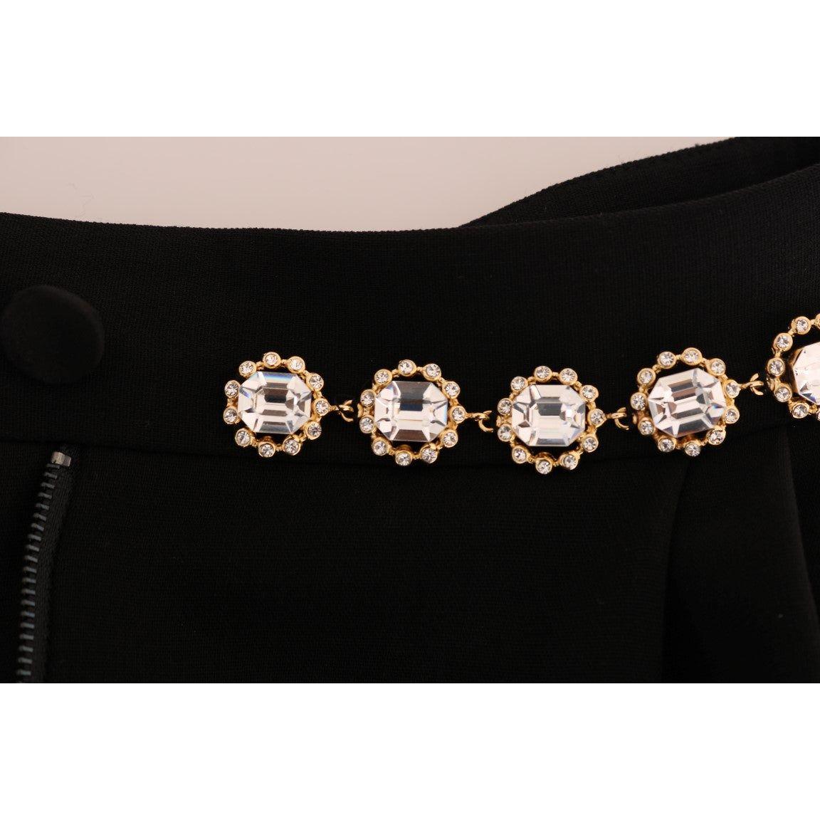 Dolce & Gabbana Elegant High-Waist Ankle Pants with Gold Detailing Dolce & Gabbana Gray