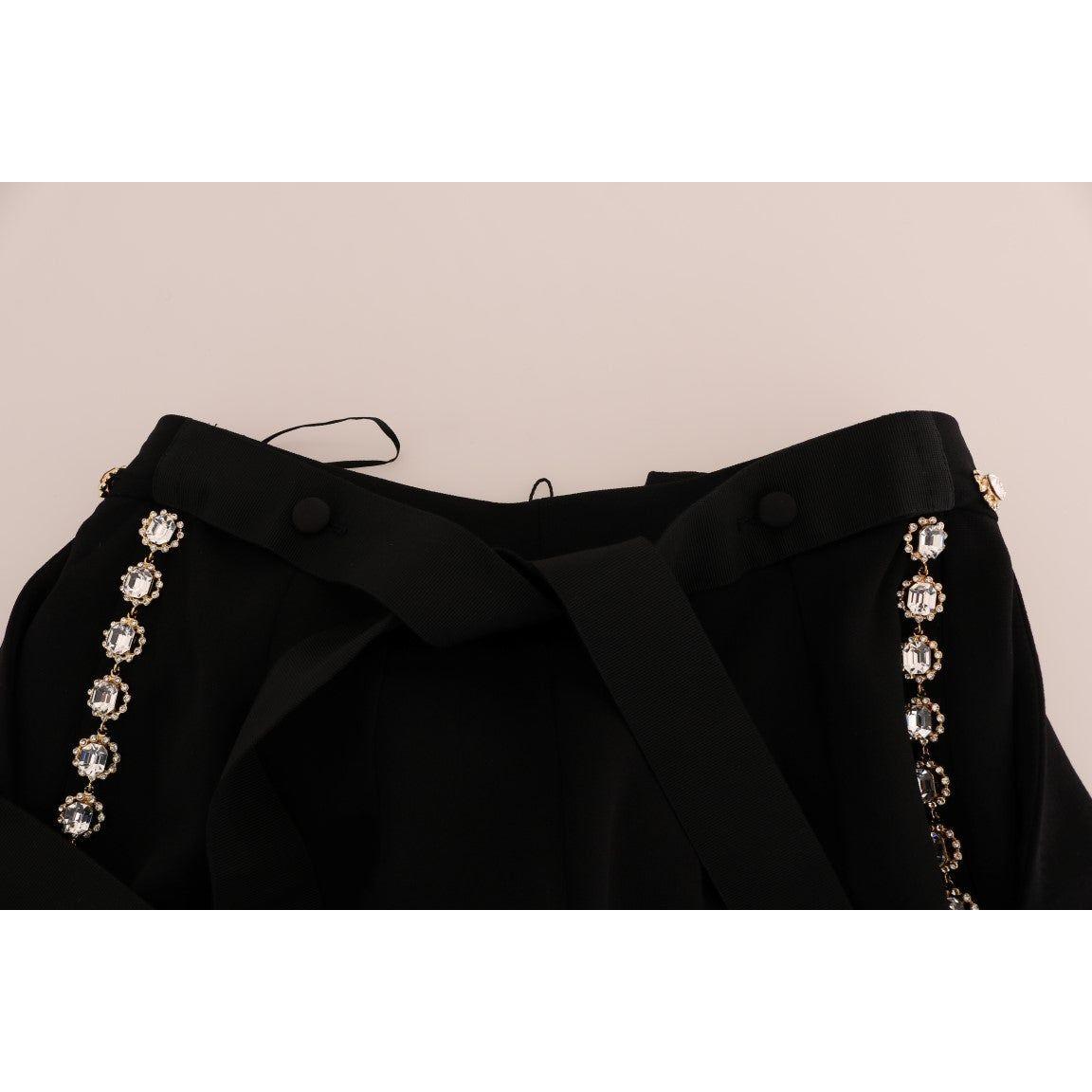 Dolce & Gabbana Elegant High-Waist Ankle Pants with Gold Detailing Dolce & Gabbana Light Gray