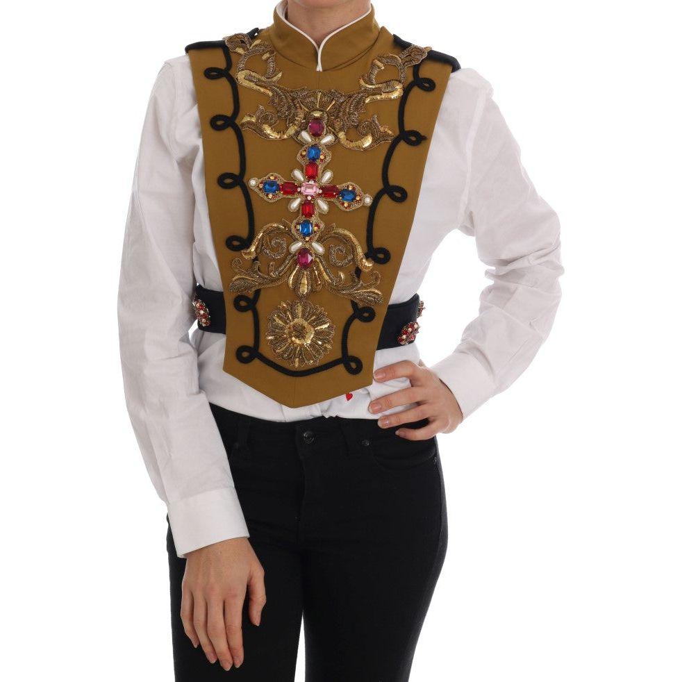 Dolce & Gabbana Runway Embellished Crystal Cross Vest Vest Jacket Dolce & Gabbana Dark Slate Gray
