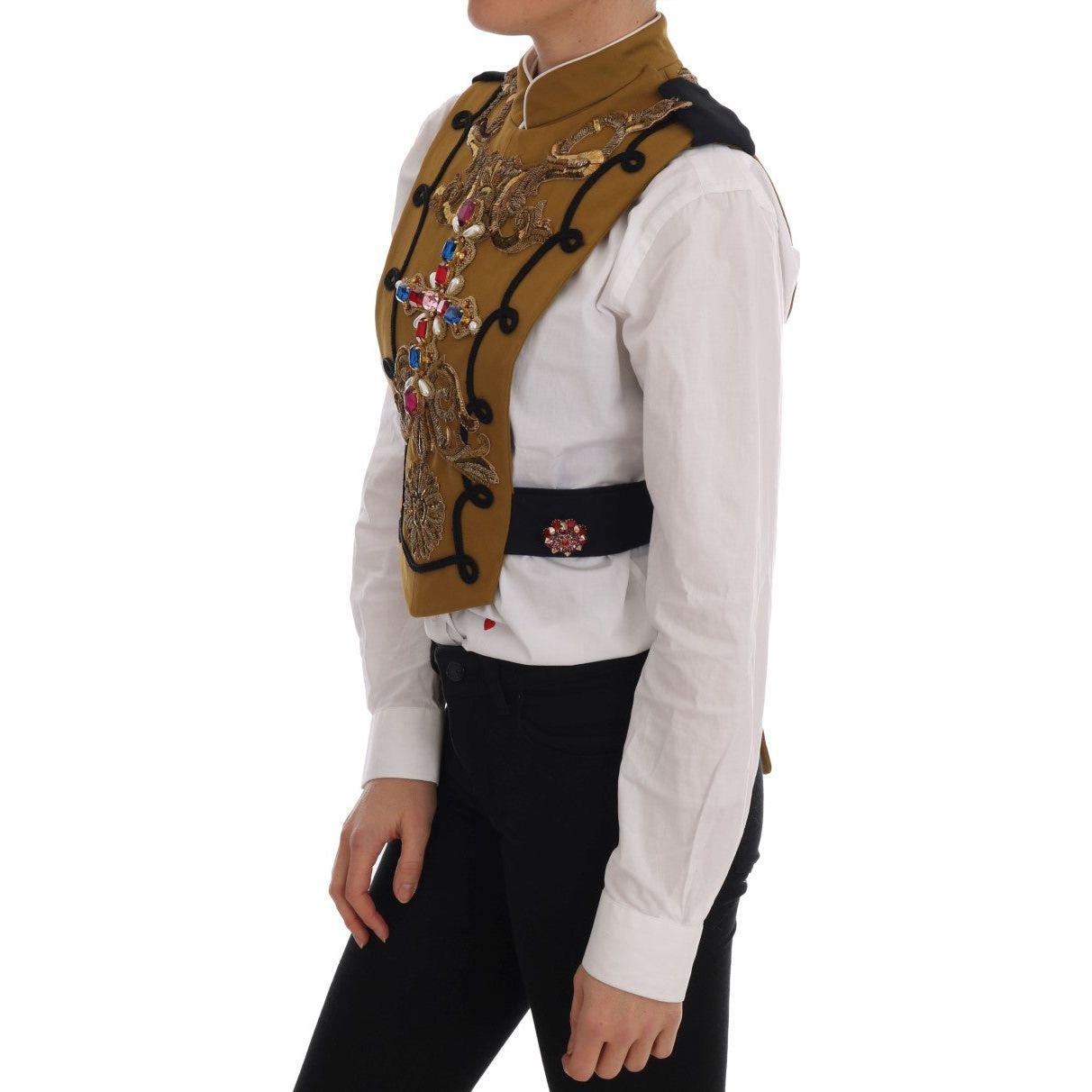 Dolce & Gabbana Runway Embellished Crystal Cross Vest Vest Jacket Dolce & Gabbana Gray