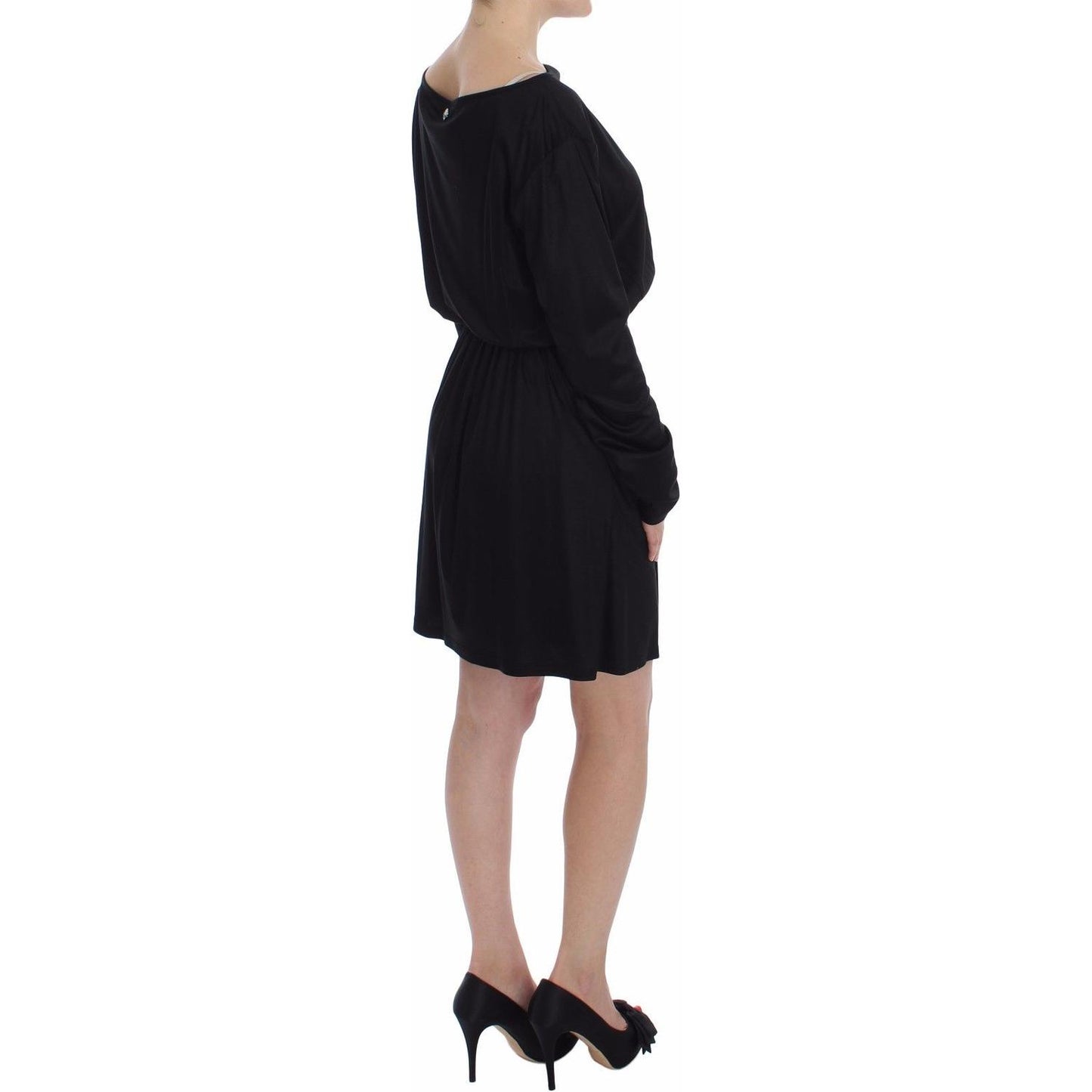Versace Jeans Elegant Black Silk Blend Shift Dress Dress Versace Jeans Black