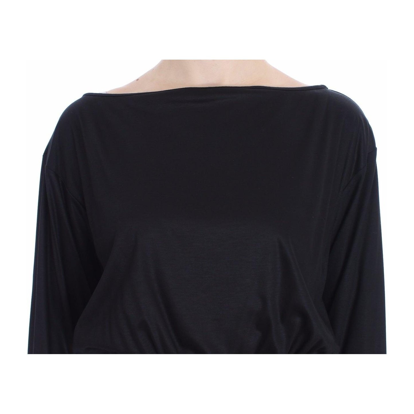 Versace Jeans Elegant Black Silk Blend Shift Dress Dress Versace Jeans Black