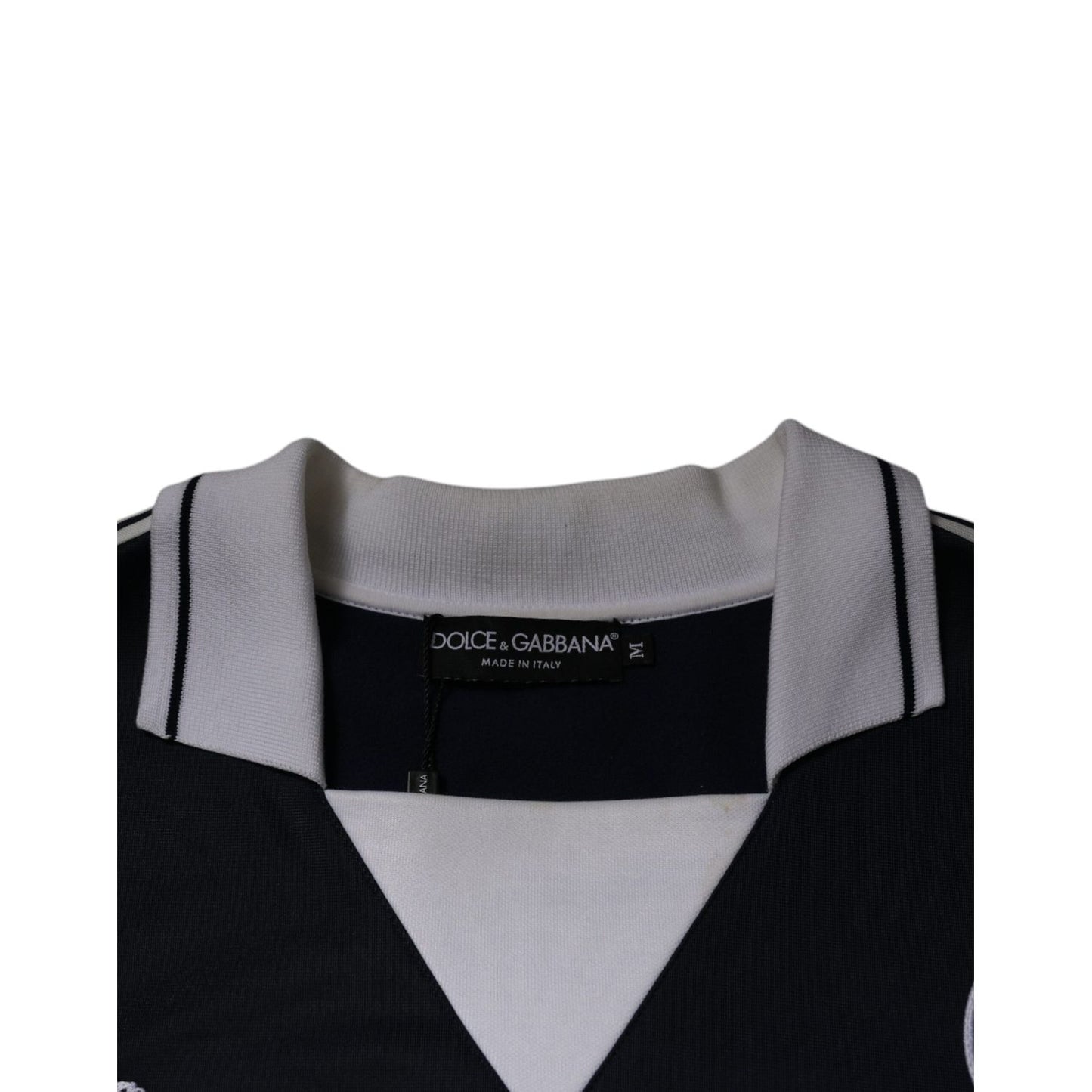 Dolce & Gabbana Blue Logo Jersey Collared Pullover Sweater