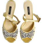Dolce & Gabbana Yellow Crystal Slides KEIRA Sandals Shoes LA12265-39