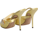 Dolce & Gabbana Yellow Crystal Slides KEIRA Sandals Shoes LA12265-39