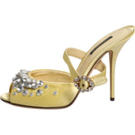 Dolce & Gabbana Yellow Crystal Slides KEIRA Sandals Shoes LA12265-39