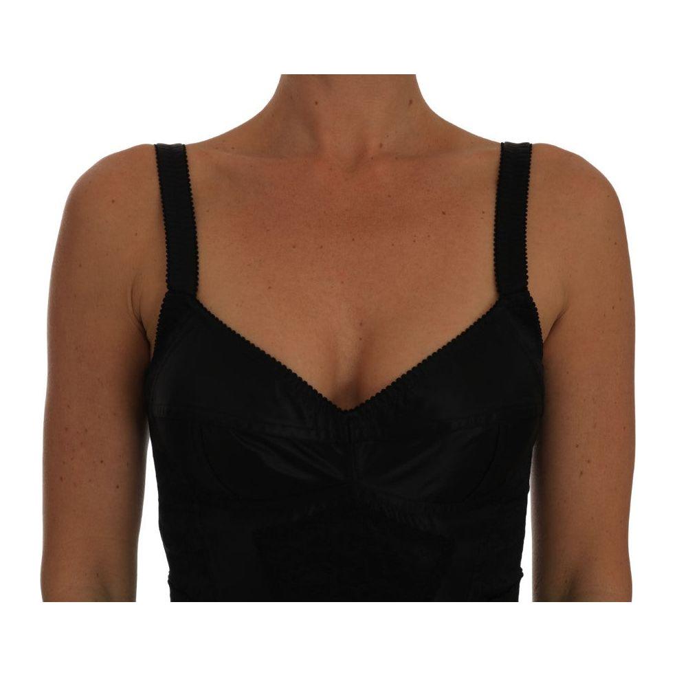Dolce & Gabbana Elegant Black Floral Stretch Bodysuit Romper Dolce & Gabbana Sienna