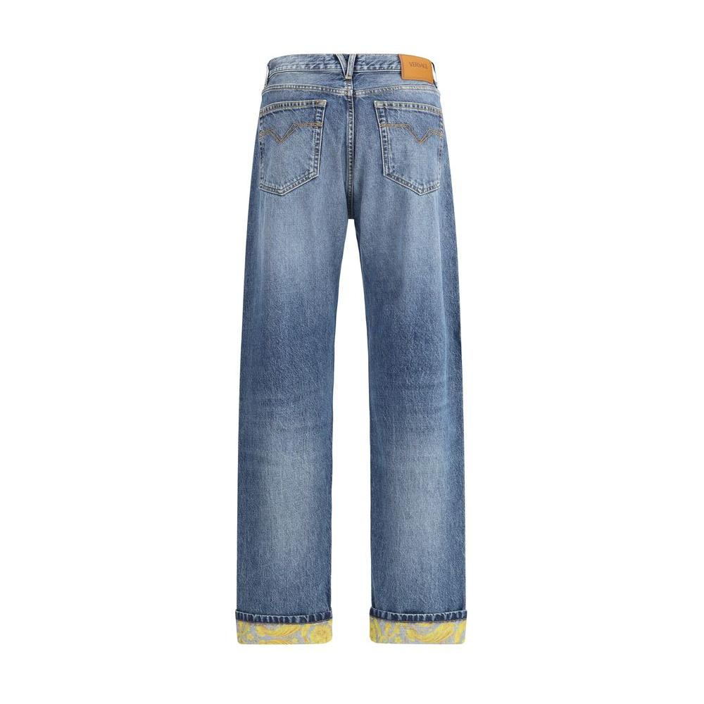 Versace Barocco Turn-Up Jeans Versace Slate Gray