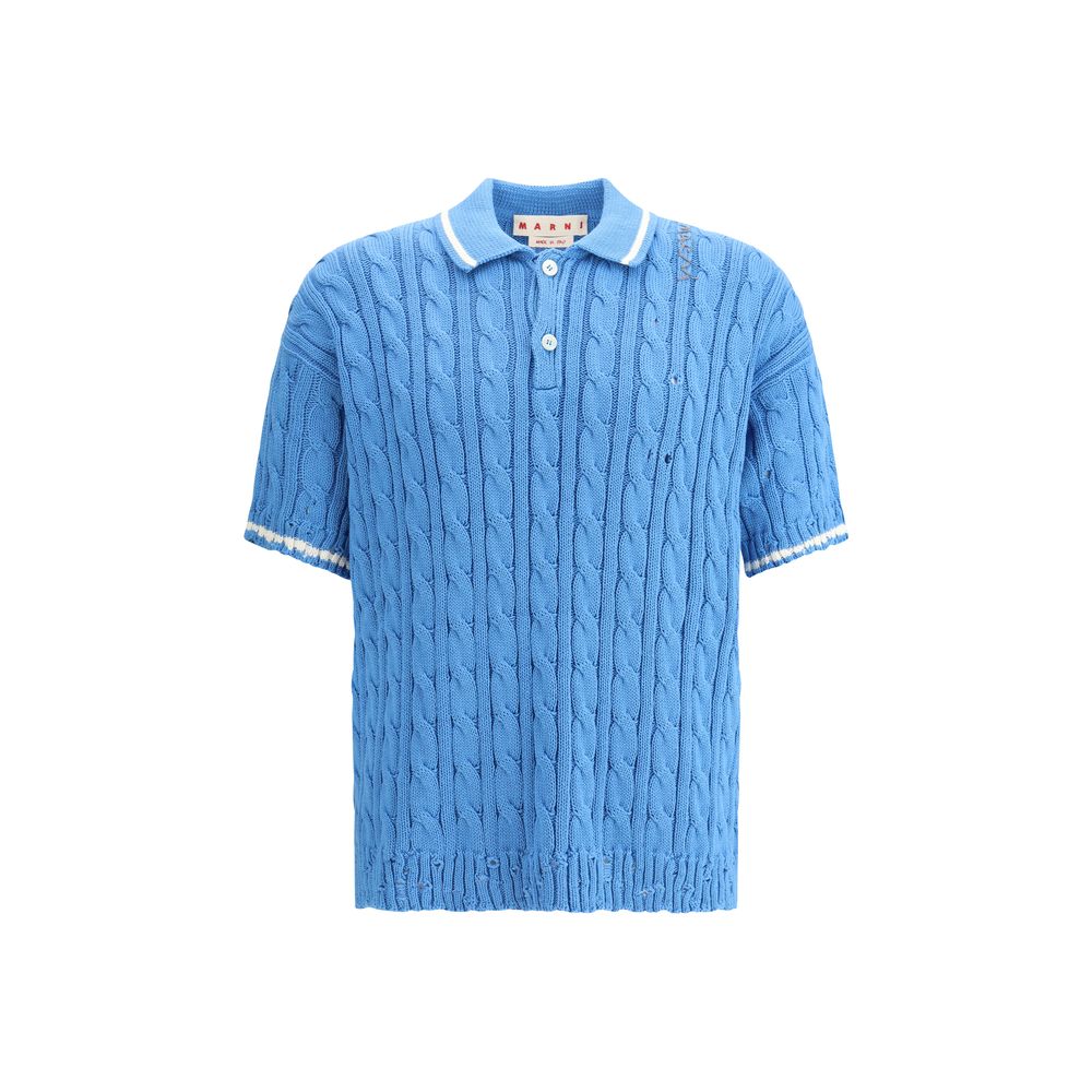 Marni Knit Polo Shirt Marni Cornflower Blue