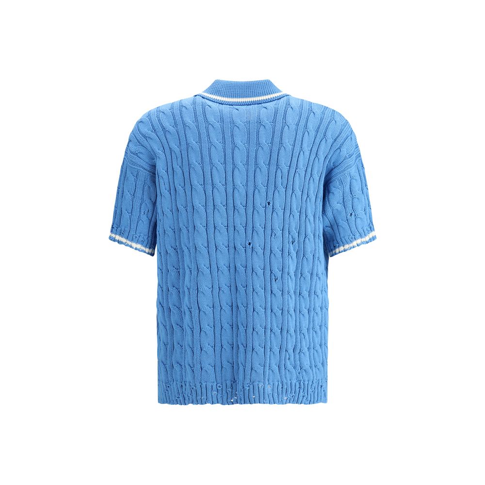 Marni Knit Polo Shirt Marni Cornflower Blue