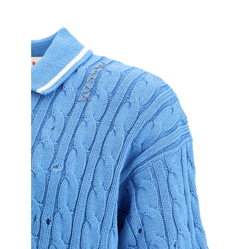 Marni Knit Polo Shirt Marni Cornflower Blue