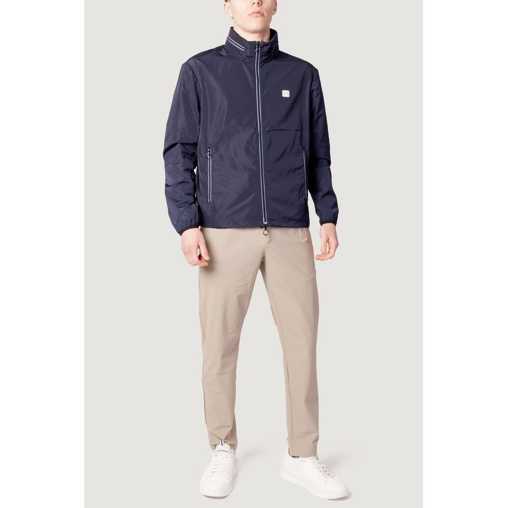 Armani Exchange Blue Polyester Jacket Armani Exchange Light Gray