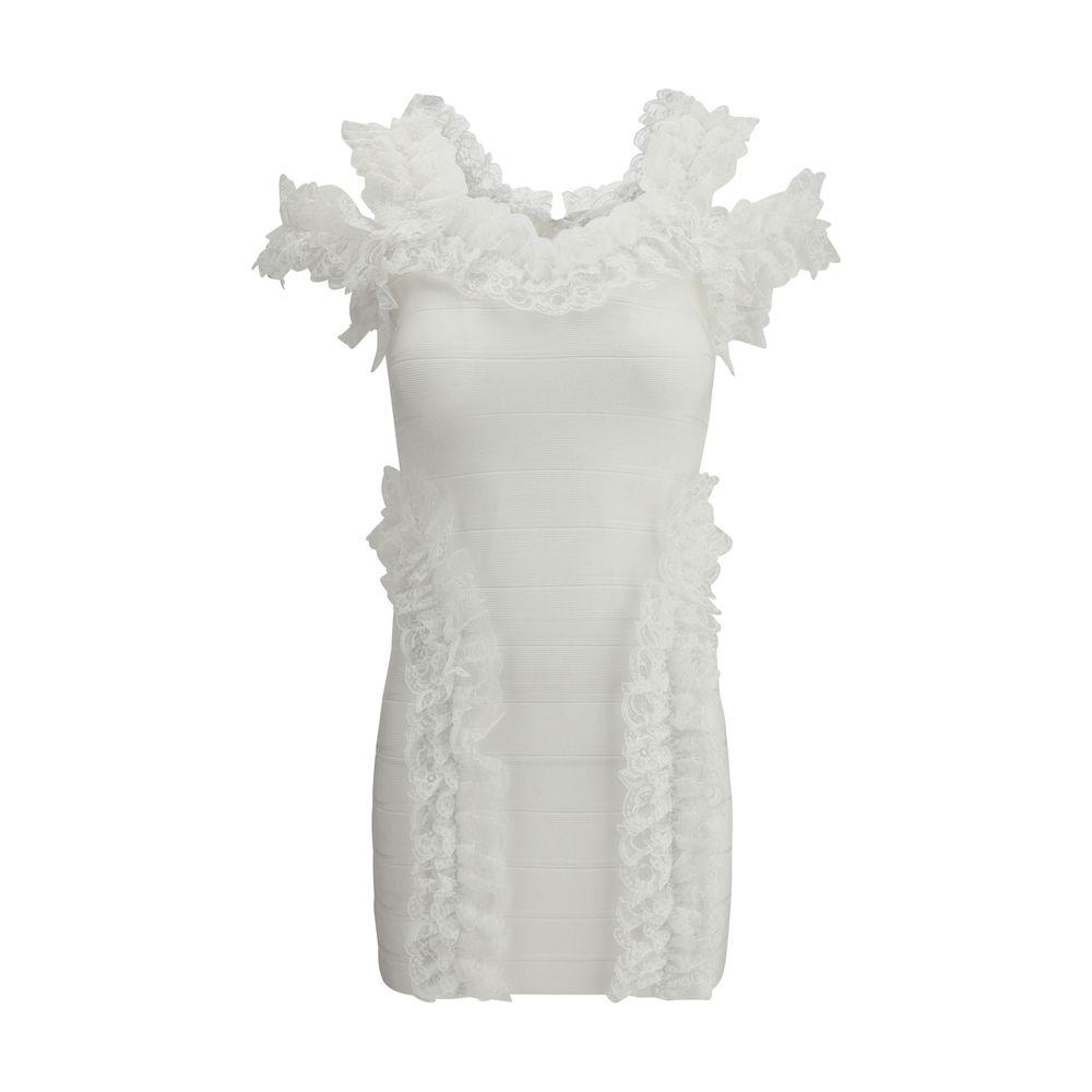 Self-Portrait Self-Portrait Knit Ruffle mini Dress SE-SS25CK009SWWHITE-6