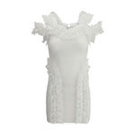 Self-Portrait Self-Portrait Knit Ruffle mini Dress SE-SS25CK009SWWHITE-6