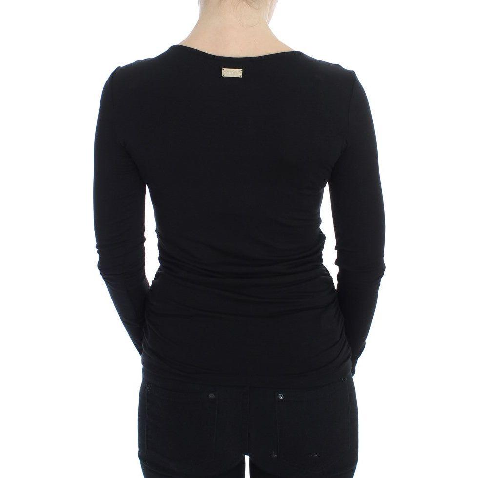 Versace Jeans Elegant V-Neck Black Viscose Blend Sweater Sweater Versace Jeans Black