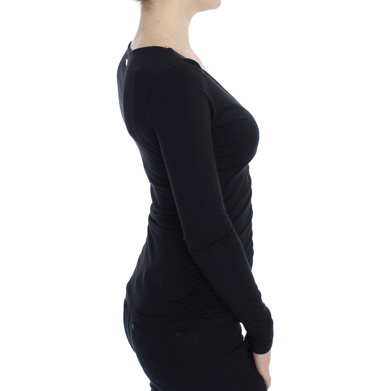 Versace Jeans Elegant V-Neck Black Viscose Blend Sweater Sweater Versace Jeans Black