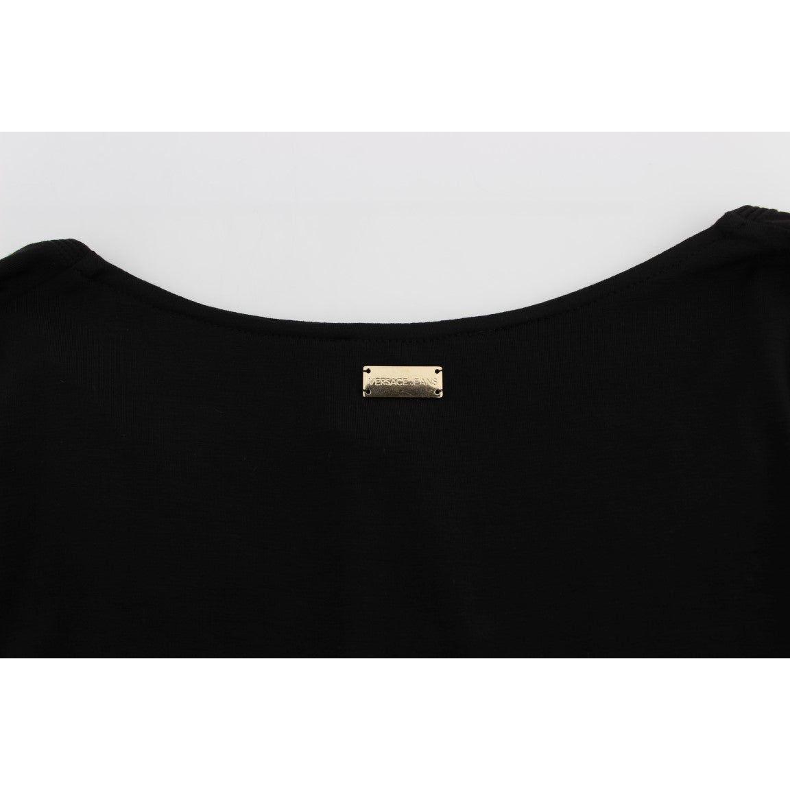 Versace Jeans Elegant V-Neck Black Viscose Blend Sweater Sweater Versace Jeans Black