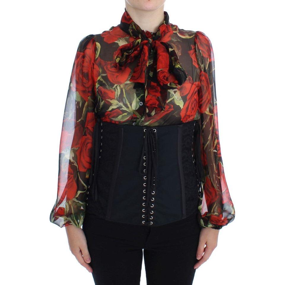 Dolce & Gabbana Elegant Black Floral Brocade Corset Belt Dolce & Gabbana Rosy Brown
