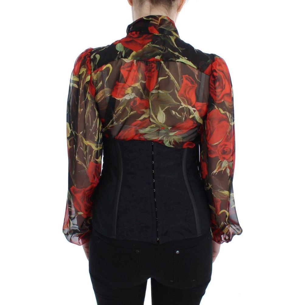 Dolce & Gabbana Elegant Black Floral Brocade Corset Belt Dolce & Gabbana Black