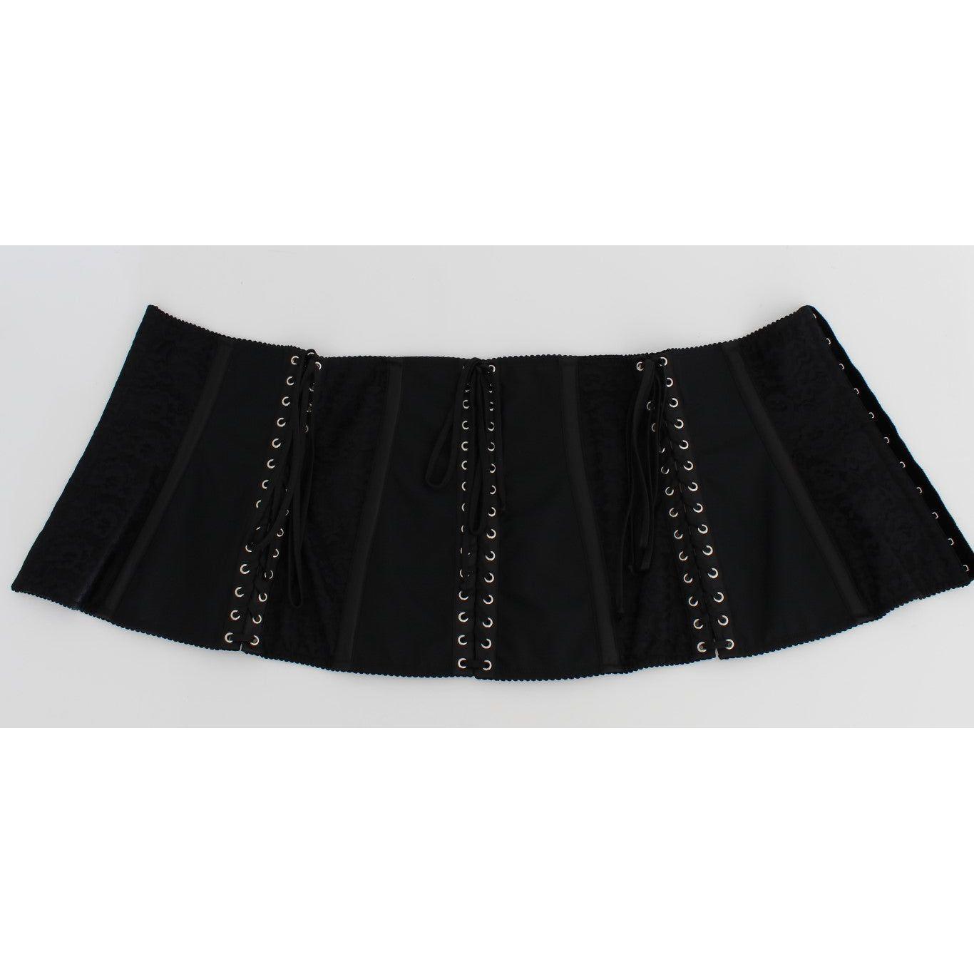 Dolce & Gabbana Elegant Black Floral Brocade Corset Belt Dolce & Gabbana Light Gray