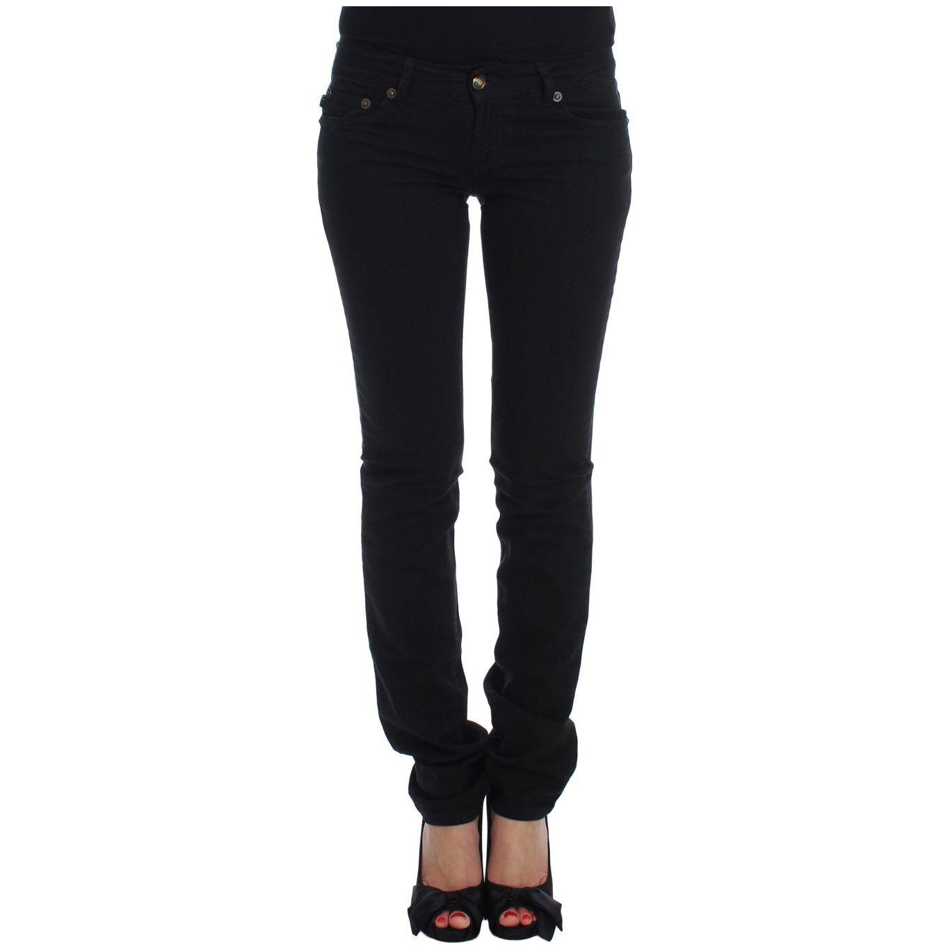 Cavalli Chic Slim Skinny Black Jeans Jeans & Pants Cavalli Black